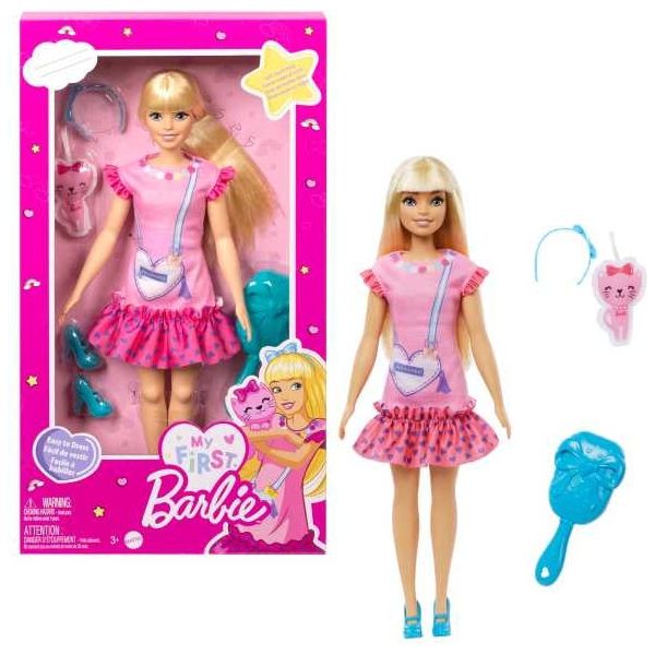 ברבי ראשונה שלי שמלה ורודה עם חתלתולה Barbie