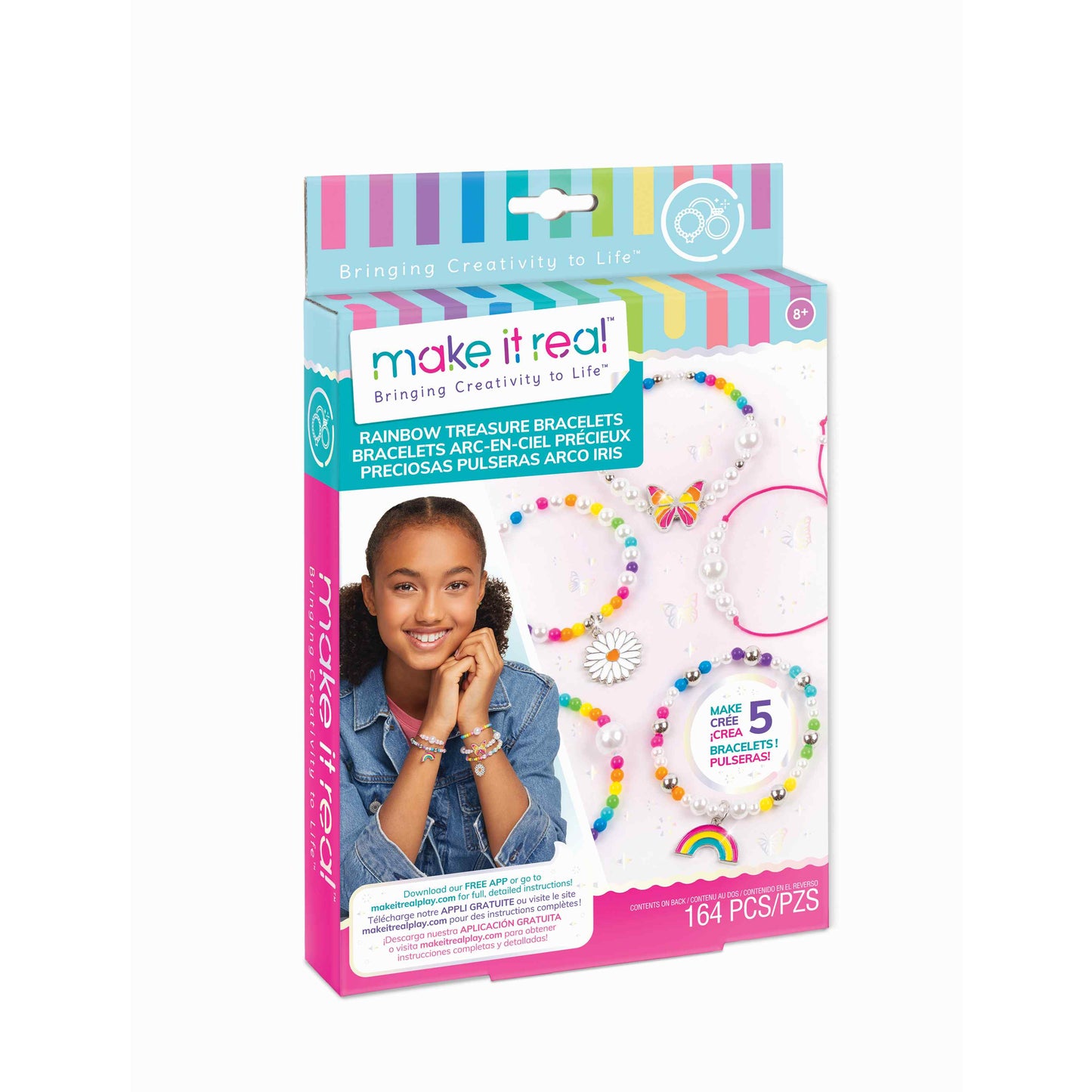 ערכת יצירה צמידי חרוזים בצבעי הקשת - 164 חלקים - Make It Real