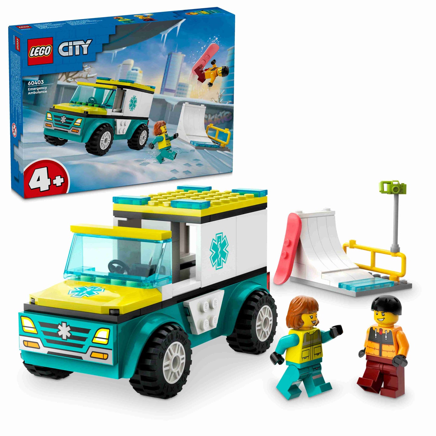 לגו סיטי אמבולנס חירום וגולש סנובורד 60403 LEGO City  
