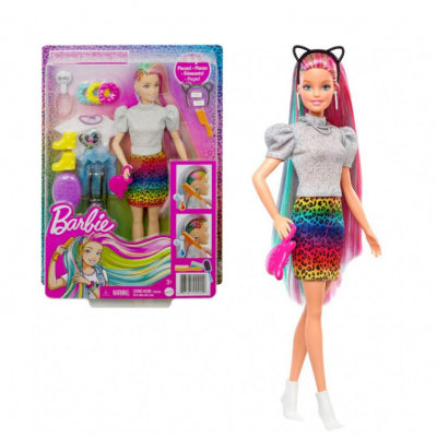 ברבי עיצוב שיער צבעי הקשת ואביזרים Barbie