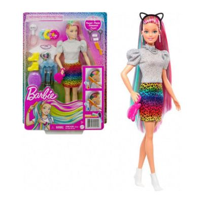 ברבי עיצוב שיער צבעי הקשת ואביזרים Barbie